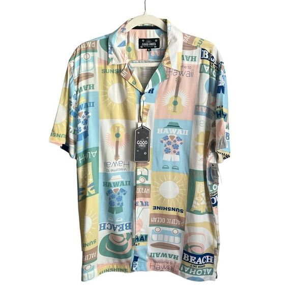 Good Vibes Other - Good Vibes Hawaiian Shirt Men's Size S Small New NWT Watercolor Rayon‎ Viscose